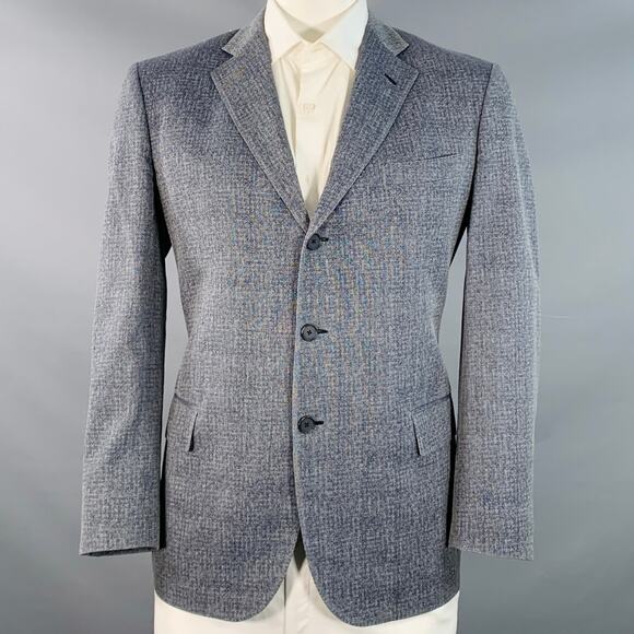 BOTTEGA VENETA Size 46 Navy White Melange Virgin Wool Notch Lapel Sport Coat - Picture 1 of 11